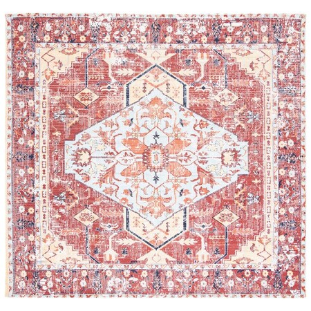 Safavieh 6 x 6 ft. Saffron Hand Loomed Square Area Rug Rust & Aqua SFN350P-6SQ